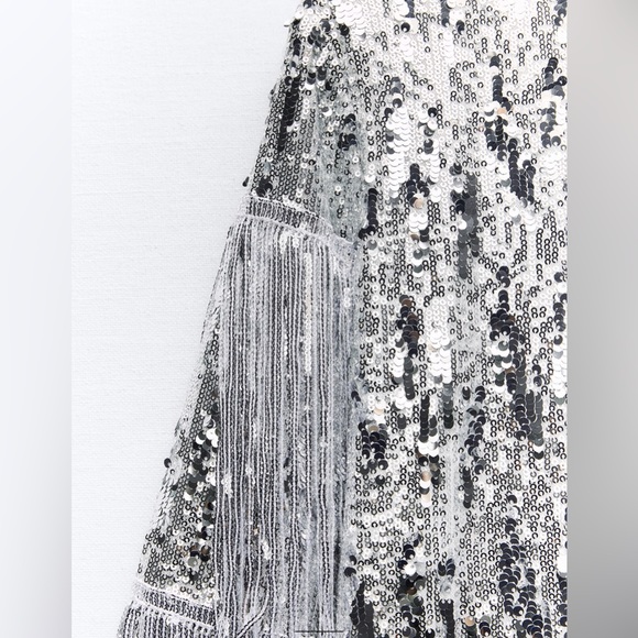 ZARA FRINGED SEQUIN MINI SHIFT DRESS BLOGGERES FAVORITE - Picture 8 of 8